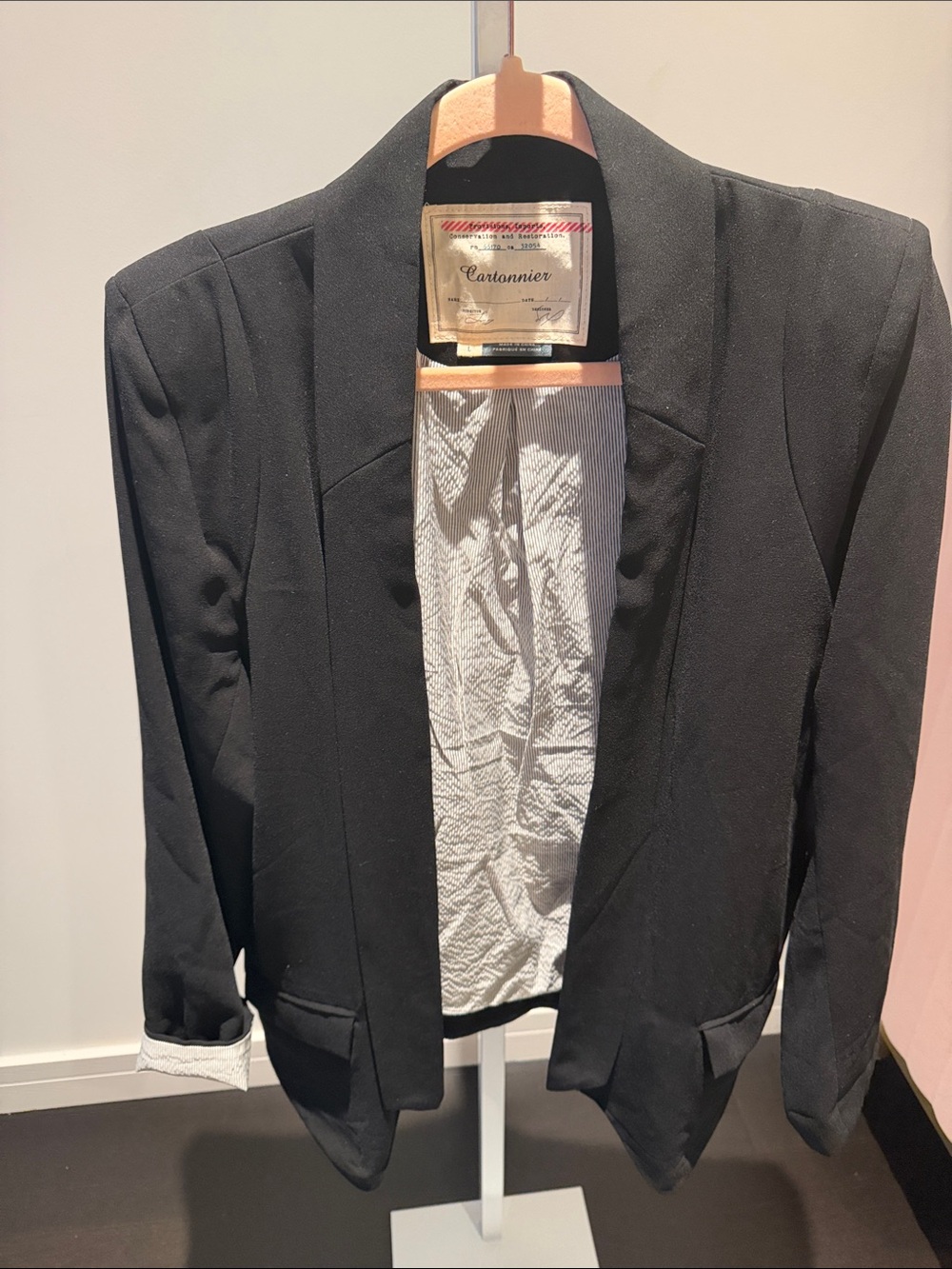 Cartonnier Black Open-Front Women's Blazer